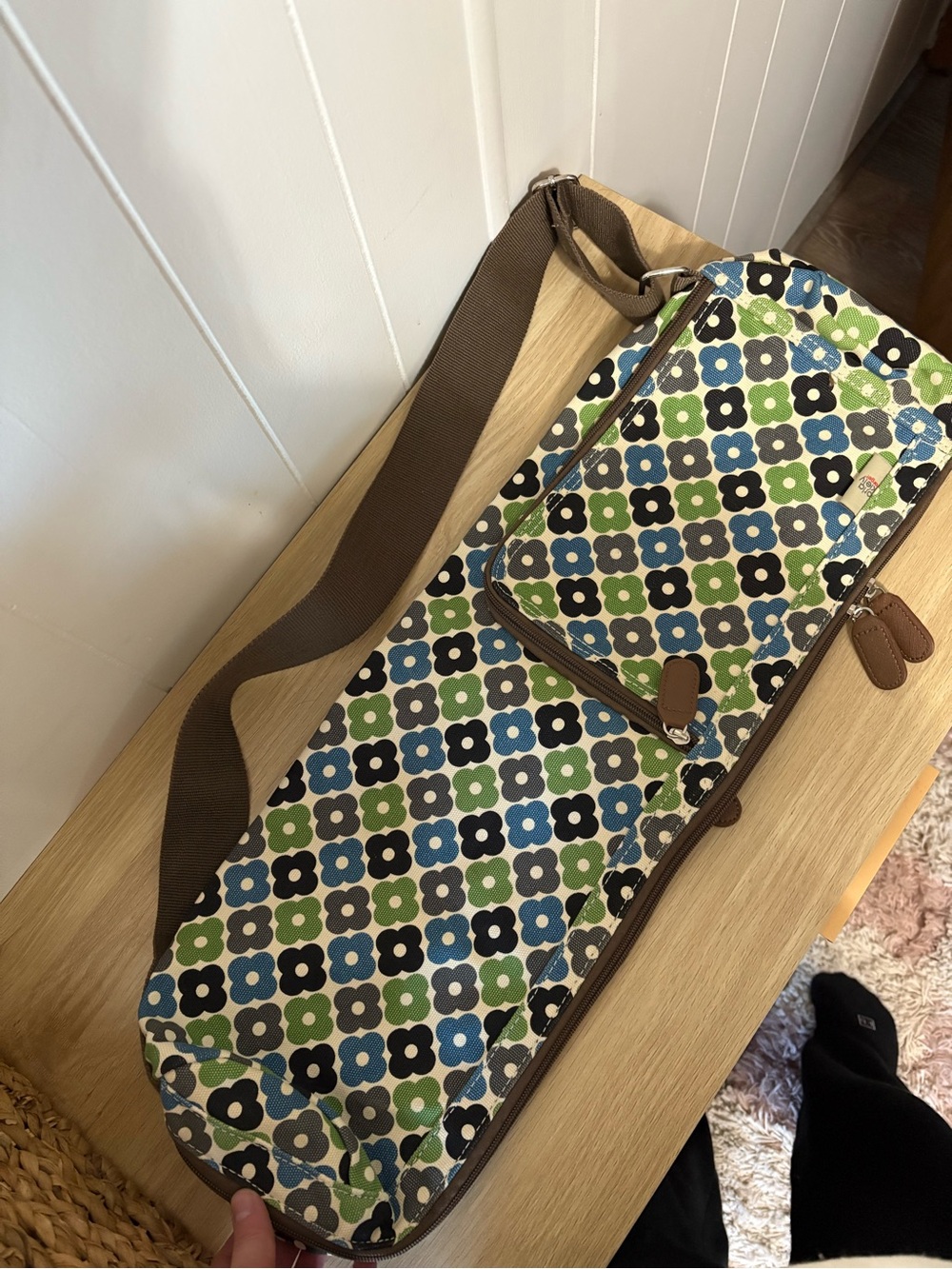Orla Kiely Yoga Mat Green & Black Floral Print Duffel Bag